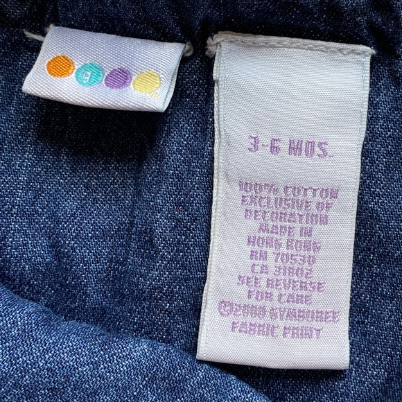 2000 Gymboree Pop Safari Embroidered Purple Flower Denim Overalls Shortalls - Picture 4 of 11